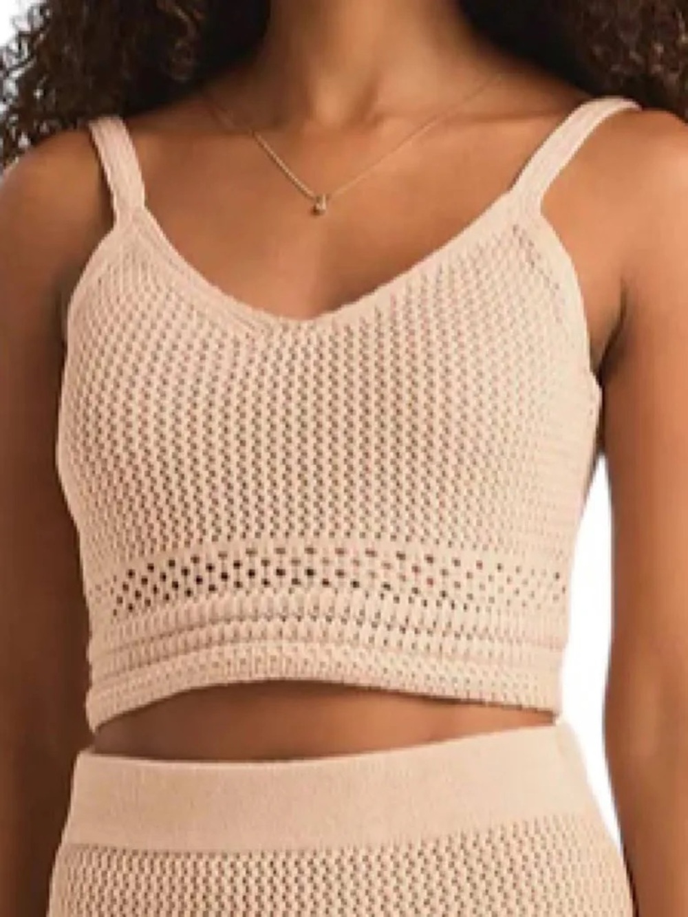 Z-Supply Embrie Natural Crochet Tank | Womens Large | Boho Beachy Crop Top
